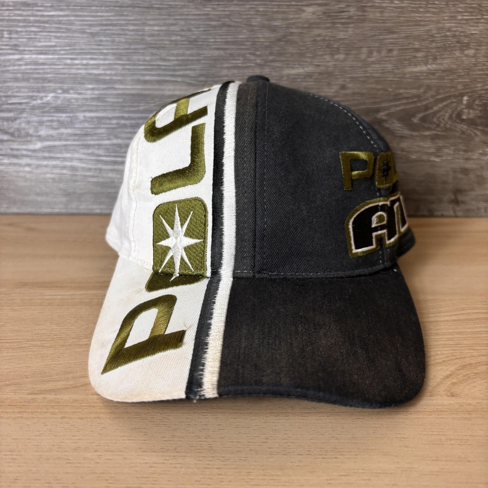 Vintage Polaris ATV Hat Cap Snap Back Black Two Tone Embroidered Off Road